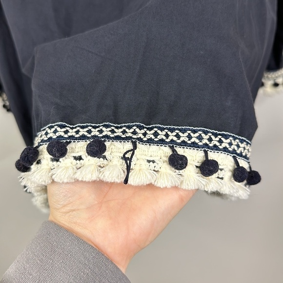 Zara Basic NWT Solid Black Tassel Pom Pom Detail Button Up Jacket Size Medium - Picture 8 of 8